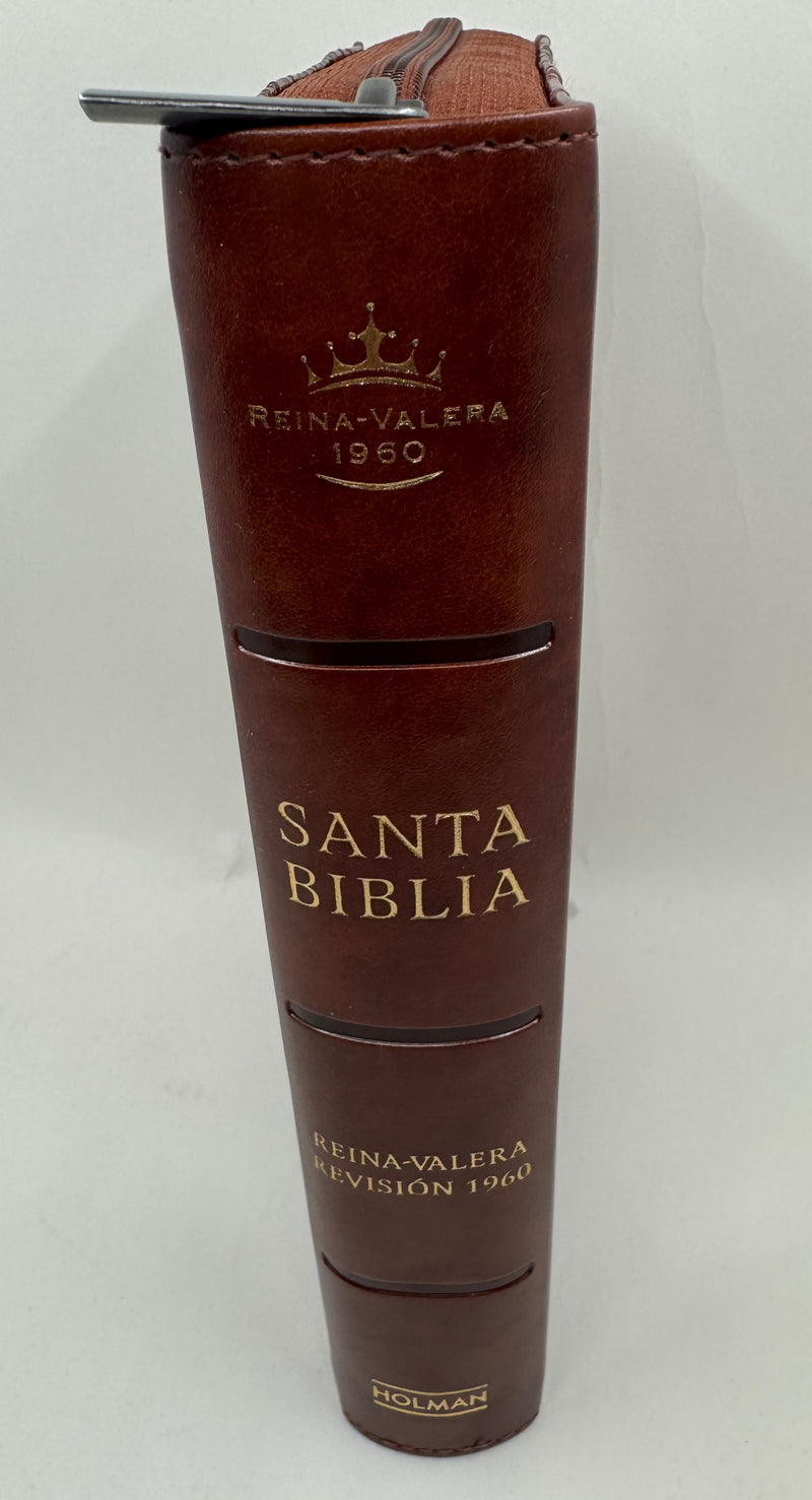 Biblia letra gigante tamano manual  14 puntos Rv1960 caoba /mahogany  con cierre indice