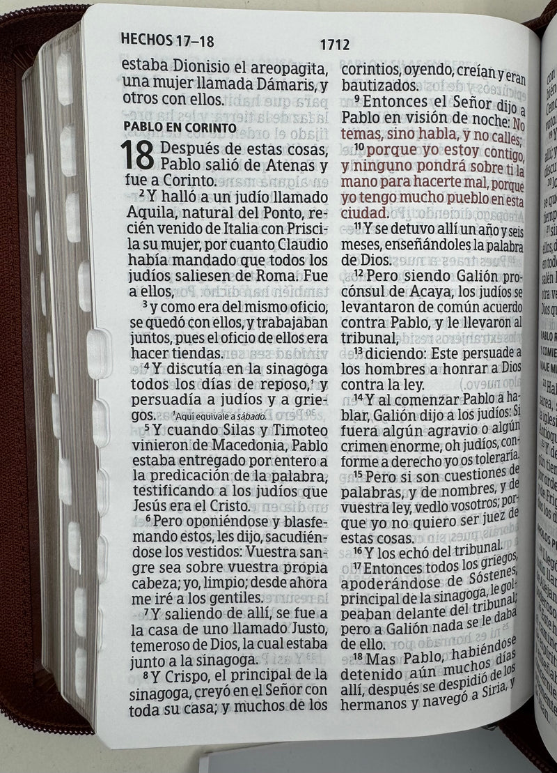 Biblia letra gigante tamano manual  14 puntos Rv1960 caoba /mahogany  con cierre indice