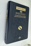 Biblia Letra Grande RVR.1960 Manual Ser Un Discípulo Imit.Piel Azul Marino Index