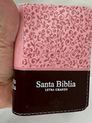Mini biblia para el bolsillo Reina valera 1960 con cierre rosa marrón índice