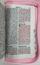 Mini biblia para el bolsillo Reina valera 1960 con cierre rosa marrón índice