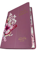 Biblia para mujer  letra súper gigante tamaño manual 19 puntos rosa mariposas