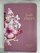 Biblia para mujer  letra súper gigante tamaño manual 19 puntos rosa mariposas