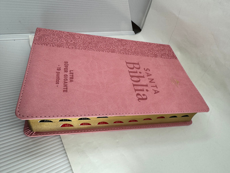 Biblia  mujer Letra Gigante 19 puntos Manual Rv1960 piel imita. Rosa Floral Con Indice