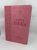 Biblia  mujer Letra Gigante 19 puntos Manual Rv1960 piel imita. Rosa Floral Con Indice