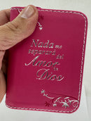 Biblia mini bolsillo REINA VALERA 1960 fusia  con cierre indice versiculo impreso  nada me separara