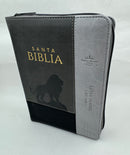 Biblia con Cierre Portátil 12 puntos RV1960, imit piel gris león con índice