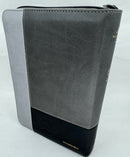 Biblia con Cierre Portátil 12 puntos RV1960, imit piel gris león con índice