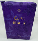 Biblia Para Mujer Cierre Letra Grande 12 puntos RVR.1960 Tamaño Portátil Lila Floral Index