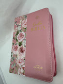 Biblia Para Mujer Cierre Letra Grande 12 puntos RVR.1960 Tamaño Portátil Lila Floral Index