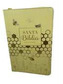 Biblia letra grande 11 .5 puntos rv 1960  manual amarillo abeja con cierre