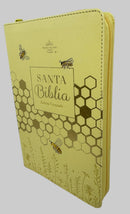 Biblia letra grande 11 .5 puntos rv 1960  manual amarillo abeja con cierre
