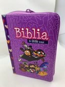 Bíblia para niñas morada Lila  reina Valera 1960 cierre índice piel imitación 8.5 puntos