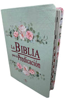 Biblia para la predicación REINA VALERA 1960  mujer piel imitación flores con indice