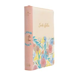 Biblia RV 1960 letra grande 12 puntos  Imitacion Piel, Tamaño Manual, Con Cierre e Indice,  Crema