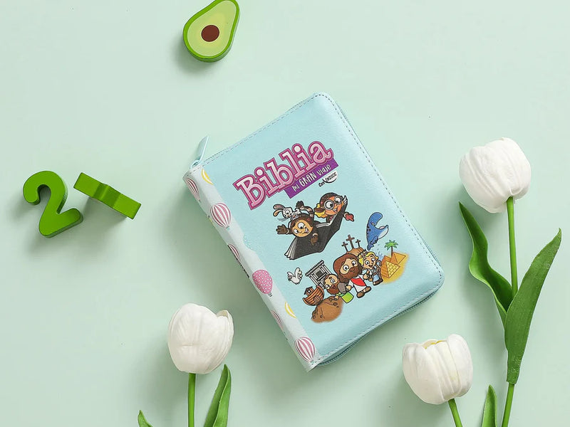 Bíblia para niñas mi gran viaje globos turquesa con índice ilustrada