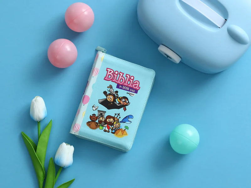 Bíblia para niñas mi gran viaje globos turquesa con índice ilustrada