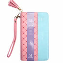 Biblia Chequera para Mujeres RV1960 rosada y celeste pequeña con lazo y agarradera de mano