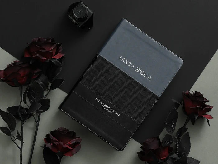 Biblia Letra Súper Gigante 19 puntos Mediana RV1960 imit piel negro geométrico con índice