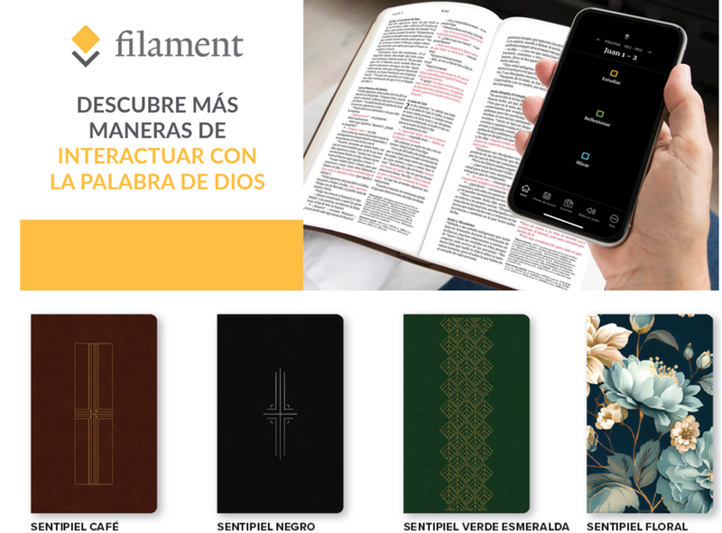 Biblia ultrafina NTV de zíper, con Filament (SentiPiel, Floral, Índice, Letra Roja