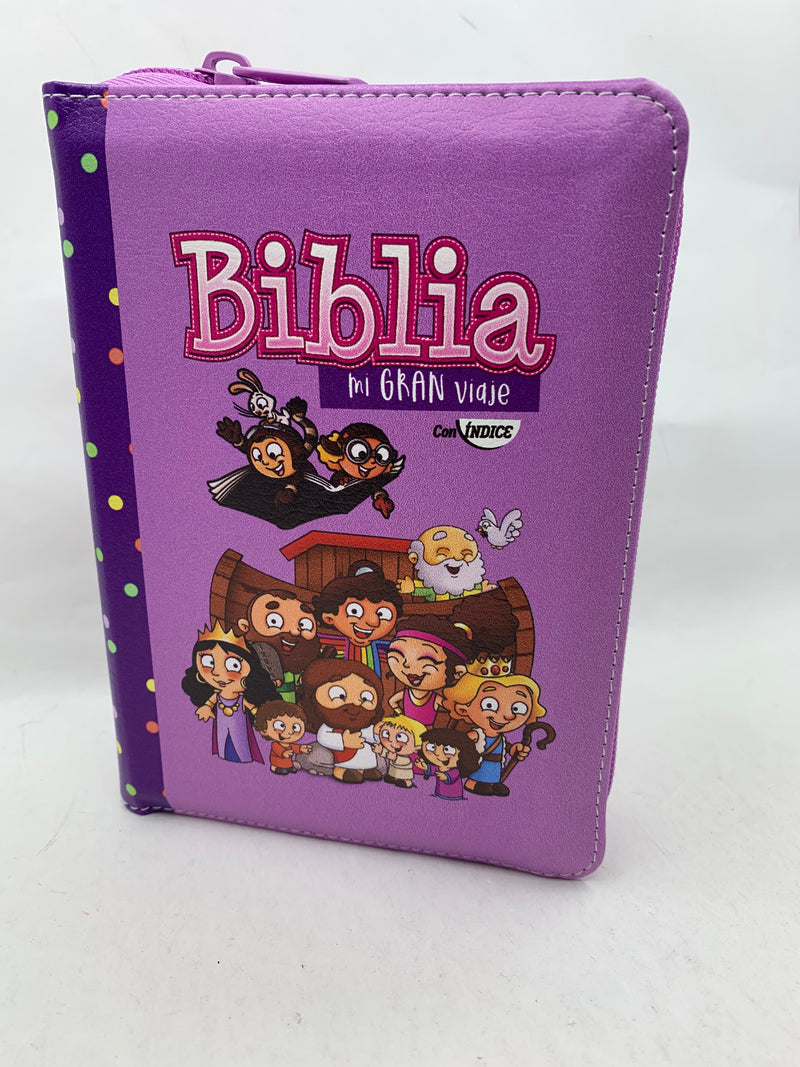 Biblia Para Nina’s Mi Gran Viaje Lila Morado Reina valera 1960 Con Índice 8.5