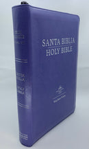Bíblia Bilingüe RVR1960/KJV  BILINGUAL MANUAL Lavanda con cierre y índice