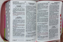 Biblia con Cierre Compacta 11 puntos RV1960 imit tricolor rosa/fucsia/lima con índice
