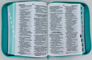 Biblia para jovencitas  letra grande  portatil  tapa tela Jean con cierre y índice 11 puntos