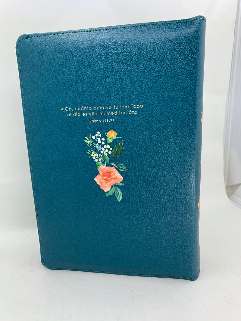 Bibia letra gigante 14 puntos tamaño manual reina valera 1960 cierre turquesa flores
