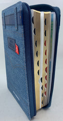 Bíblia letra grande riena Valera 1960 tapa Jean con cierre y índice 12 puntos