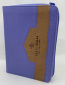 Biblia de Bolsillo con Cierre reina valera 1960 imit piel lila/café con índice 8 puntos