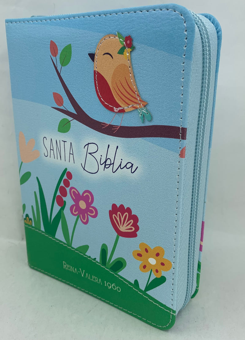 BIBLIA TAMANO BOLSILO RV1960 PRIMAVERAL FLORES CON CIERRE 8 PUNTOS