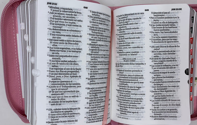 Bíblia para mujer tamaño bolsillo rosas flores cierre índice 8.5puntos