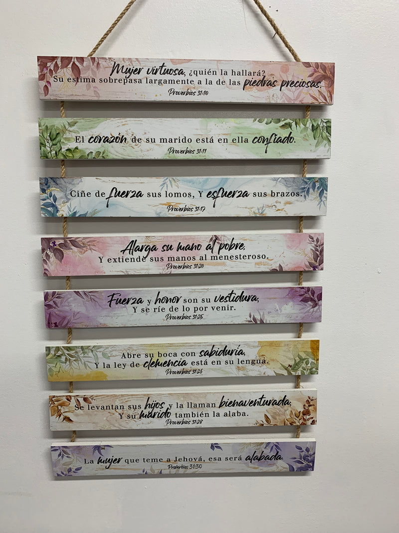 Cuadro Decorativo  grabado En Tablas Mujer Virtuosa Probrebios 31:30