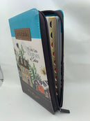 Bíblia letra grande tamaño manual 12 puntos rv1960 fantasía turquesa cierre índice