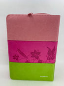 Biblia con Cierre Compacta 11 puntos RV1960 imit tricolor rosa/fucsia/lima con índice