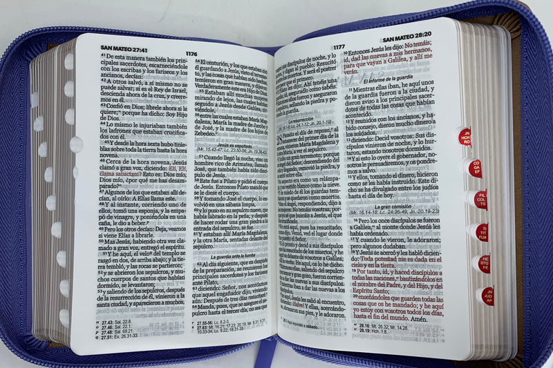 Biblia de Bolsillo con Cierre reina valera 1960 imit piel lila/café con índice 8 puntos