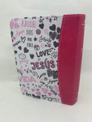 Biblia tamaño bolsillo rv1960 imitación tela impresa palabra de vida rosa