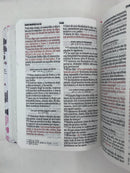 Biblia tamaño bolsillo rv1960 imitación tela impresa palabra de vida rosa