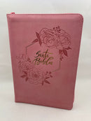 Biblia para mujer letra grande tamaño manual rv 1960 rosas cierre índice 12 puntos