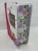 Biblia para jovencitas tamano  bolsillo reina valera 1960 piel imitación floral fusia 8 puntos