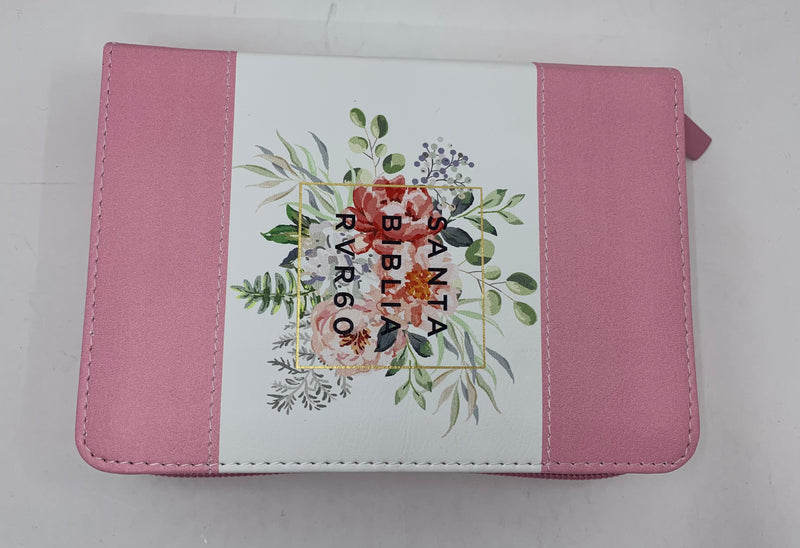 Bíblia para mujer tamaño bolsillo rosas flores cierre índice 8.5puntos