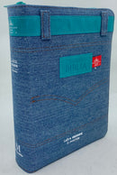 Biblia para jovencitas  letra grande  portatil  tapa tela Jean con cierre y índice 11 puntos