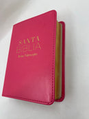 Bíblia tamaño bolsillo reina Valera 1960 fuchsia piel imitación 8.5 puntos