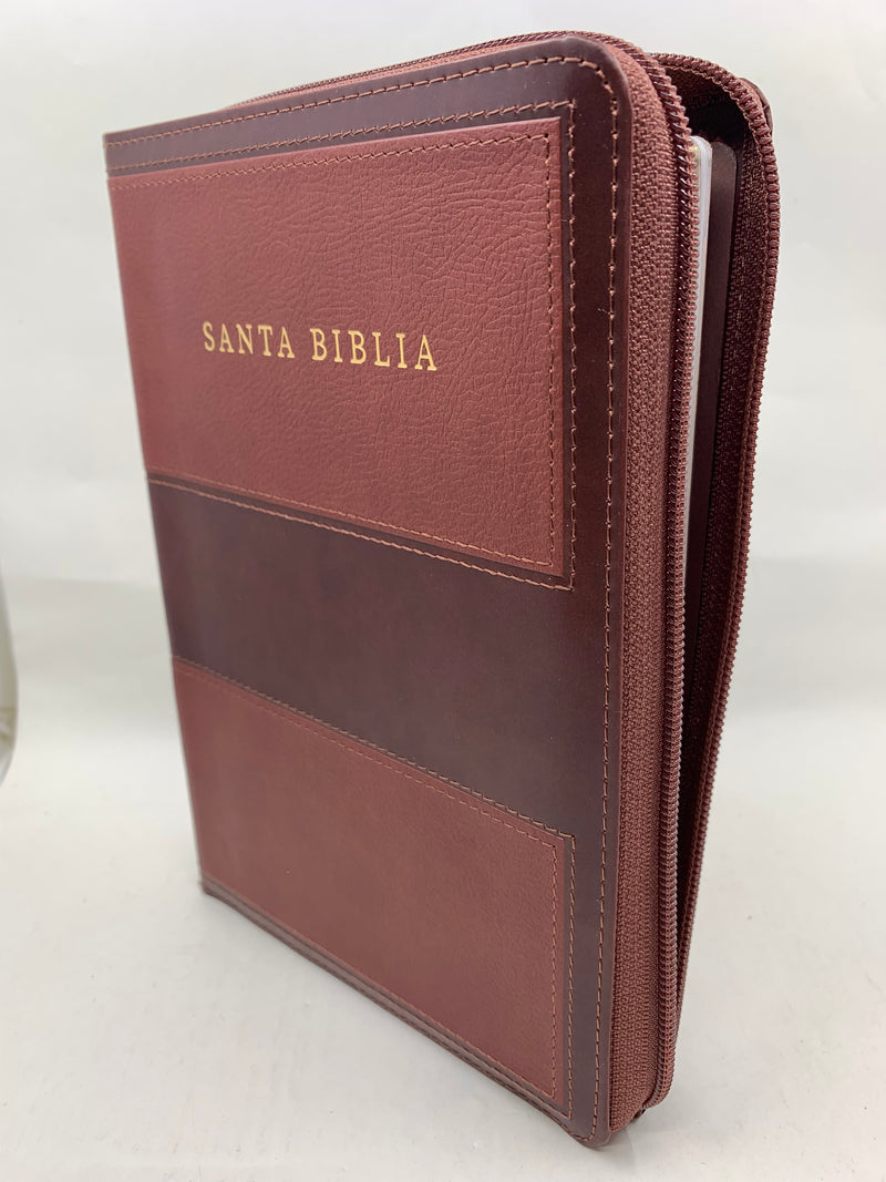Biblia letra grande 12 puntos  tamaño manual rv1960 cierre café marron  con índice