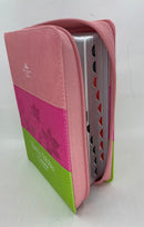Biblia con Cierre Compacta 11 puntos RV1960 imit tricolor rosa/fucsia/lima con índice