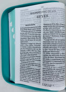Biblia para jovencitas  letra grande  portatil  tapa tela Jean con cierre y índice 11 puntos