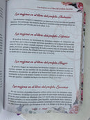 Biblia para la Predicación de Avivamiento para Mujer Reina-Valera 1960 imit. piel blanco floral y canto pintado con índice