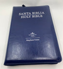 Bíblia bilingüe tamaño manual Reina 1960 kjv /azul marino cierre índice
