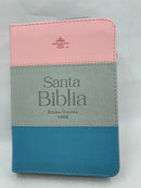 Biblia para mujer  de Bolsillo con Cierre RV1960 imit tricolor rosa/blanco/turquesa con índice
